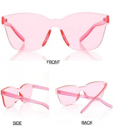 Oversized Sunglasses Transparent Eyeglasses - Pink - C018HAOWU6N $4.67 Oval