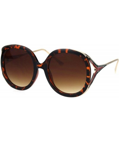 Womens Round Fashion Chic Mod Sunglasses - Tortoise Brown - C118QOM8YHD $9.30 Oval