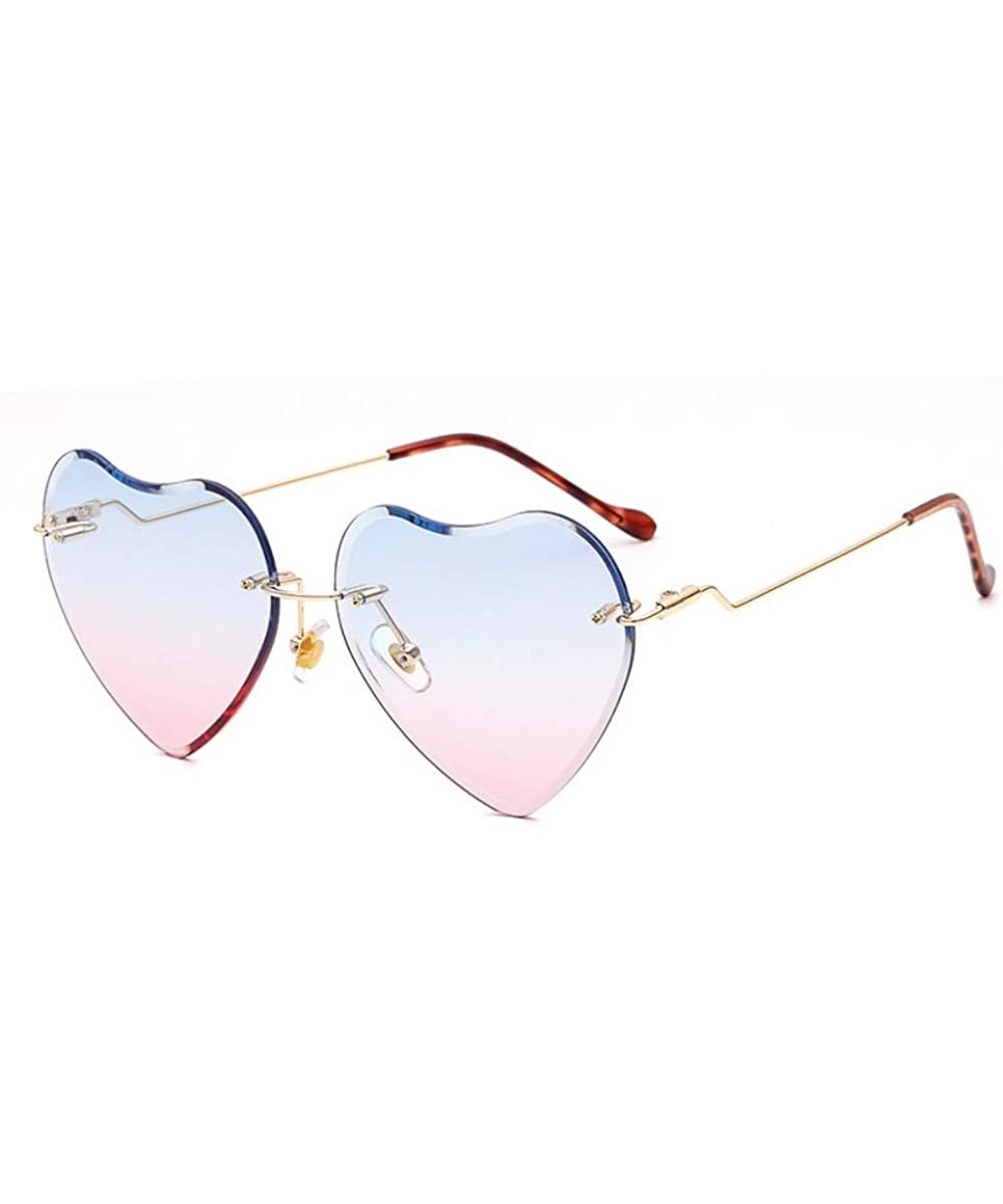 Sunglasses Frameless Peach Heart Sunglasses Love Sunglasses Brilliant Ocean Lady Sunglasses - E - CU18QREQXGN $23.54 Aviator