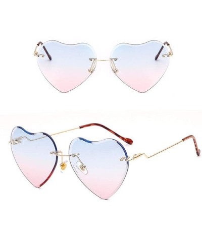 Sunglasses Frameless Peach Heart Sunglasses Love Sunglasses Brilliant Ocean Lady Sunglasses - E - CU18QREQXGN $23.54 Aviator