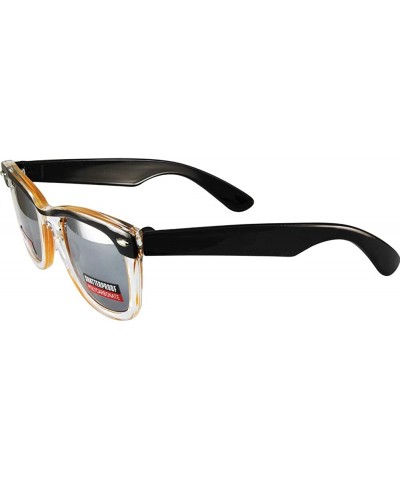Hipster 5 Sunglasses Wayfarer Style Black/Clear/Orange Frame Flash Mirror Lenses - C311ONKLO4V $12.62 Wayfarer