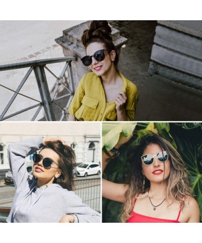 Fashion Polarized Sunglasses for Women Cat Eye Retro Designer UV400 Shades - Beige Frame Gray Lens - CU196IAQ0T0 $10.83 Round