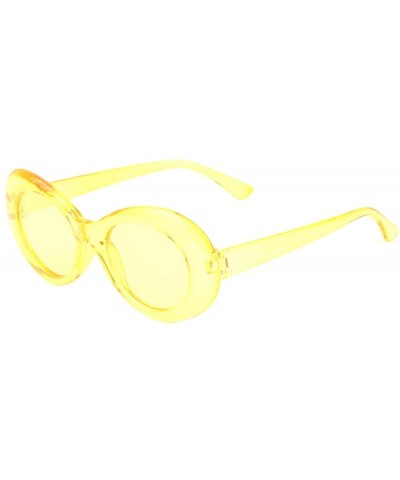 Retro Thick Plastic Frame Round Oval Crystal Color Sunglasses - Yellow - CQ18KQZ2KZR $12.36 Oval