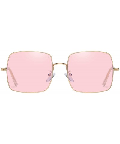 Square Polarized Sunglasses for Women Oversized UV400 Protection Transition Lens - Gold - Pink Photochromic - CA195T8N76T $13...