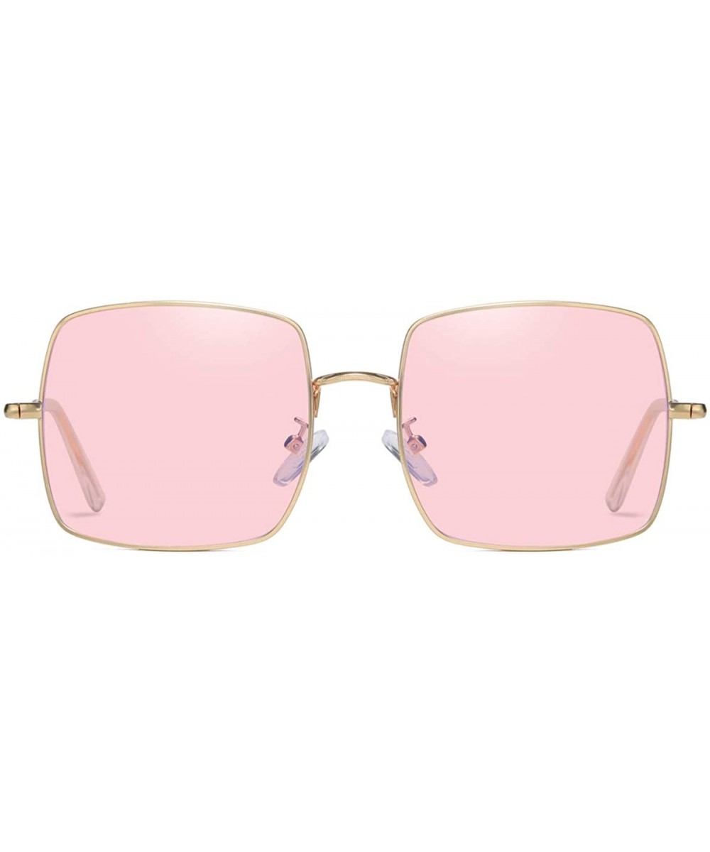 Square Polarized Sunglasses for Women Oversized UV400 Protection Transition Lens - Gold - Pink Photochromic - CA195T8N76T $13...