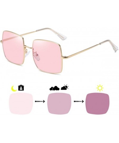 Square Polarized Sunglasses for Women Oversized UV400 Protection Transition Lens - Gold - Pink Photochromic - CA195T8N76T $13...