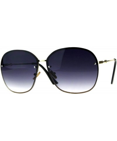 Womens Rimless Designer Butterfly Metal Oversize Fashion Sunglasses - Gold Black Smoke - CR18DTL4RN4 $8.17 Oversized