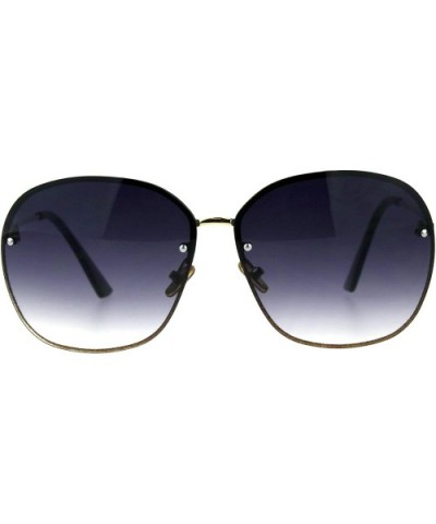 Womens Rimless Designer Butterfly Metal Oversize Fashion Sunglasses - Gold Black Smoke - CR18DTL4RN4 $8.17 Oversized