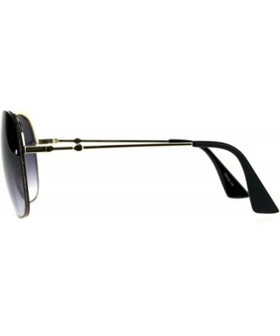 Womens Rimless Designer Butterfly Metal Oversize Fashion Sunglasses - Gold Black Smoke - CR18DTL4RN4 $8.17 Oversized