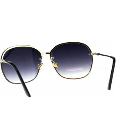 Womens Rimless Designer Butterfly Metal Oversize Fashion Sunglasses - Gold Black Smoke - CR18DTL4RN4 $8.17 Oversized