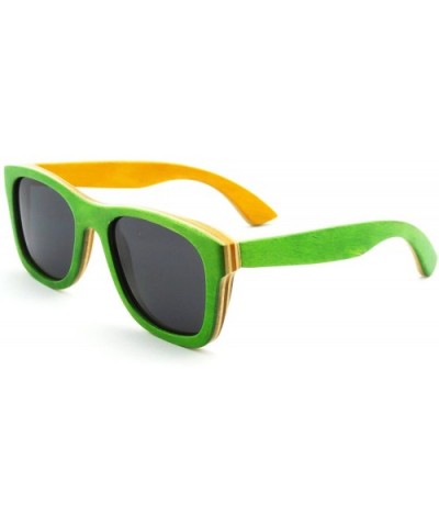 Handmade Polarized Wood Sunglasses Skateboard Wooden Sun Glasses UV400 Protection-Z68004 - CZ127C55CHN $12.32 Wayfarer