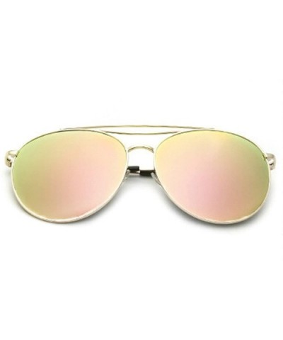 Classic Retro Designer Style Round Sunglasses for women metal Resin UV400 Sunglasses - Gold Pink - CX18SARX9KG $13.55 Oversized