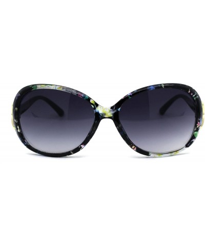 Classic Oversize Round Butterfly Designer Fashion Plastic Sunglasses - Flower Smoke - CI194KTGKU3 $5.95 Round