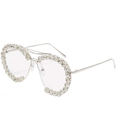 Womens Oversized Pearl Rhinestone Sunglasses Stylish Design Eyewear - Transparent02635 - C5199TZ6A4C $9.44 Square