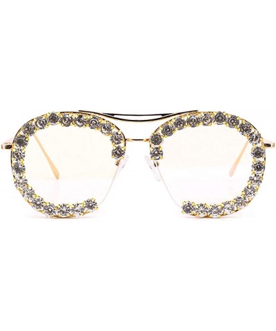 Womens Oversized Pearl Rhinestone Sunglasses Stylish Design Eyewear - Transparent02635 - C5199TZ6A4C $9.44 Square