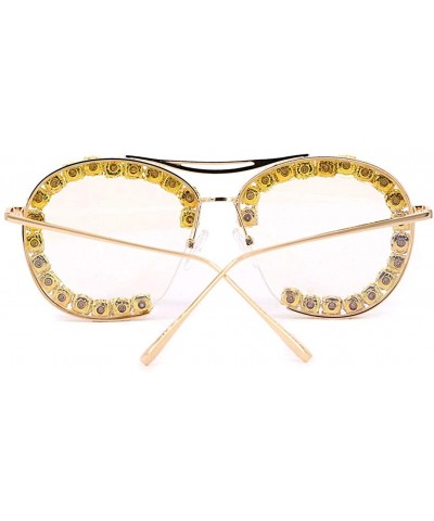 Womens Oversized Pearl Rhinestone Sunglasses Stylish Design Eyewear - Transparent02635 - C5199TZ6A4C $9.44 Square