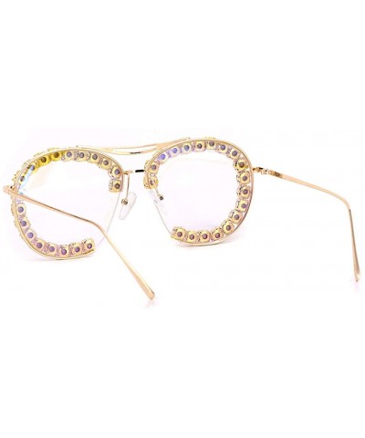 Womens Oversized Pearl Rhinestone Sunglasses Stylish Design Eyewear - Transparent02635 - C5199TZ6A4C $9.44 Square