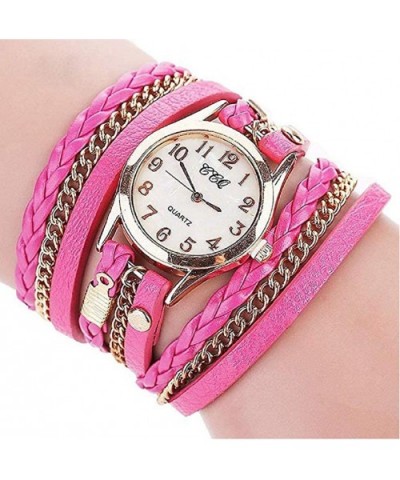 Women's Bracelet Watches- Unique Multi-Layer PU Leather Weaving Band Round Dial Analog Quartz Wrist Watch - C718SHA07HY $5.89...
