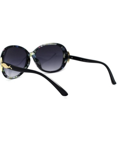 Classic Oversize Round Butterfly Designer Fashion Plastic Sunglasses - Flower Smoke - CI194KTGKU3 $5.95 Round