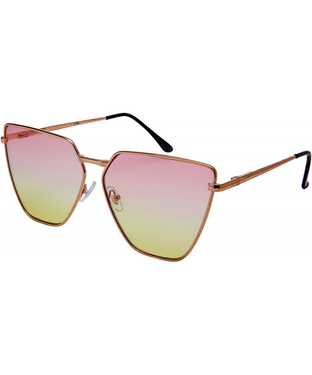 Oversized Cat Eye Flat Lens Sunnies w/Spring Hinge 3158S - Rose Gold - C8185XLC9RQ $7.40 Oversized