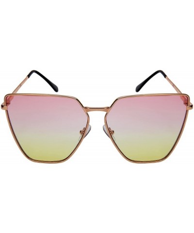 Oversized Cat Eye Flat Lens Sunnies w/Spring Hinge 3158S - Rose Gold - C8185XLC9RQ $7.40 Oversized