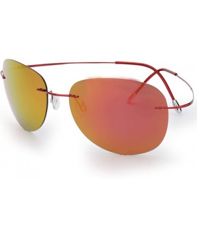 Ultra-light Flexible Pure Titanium Rimless Polarized Sunglasses - Red - CQ18S5ITKGM $16.71 Rimless