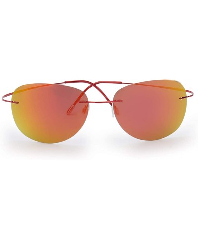 Ultra-light Flexible Pure Titanium Rimless Polarized Sunglasses - Red - CQ18S5ITKGM $16.71 Rimless