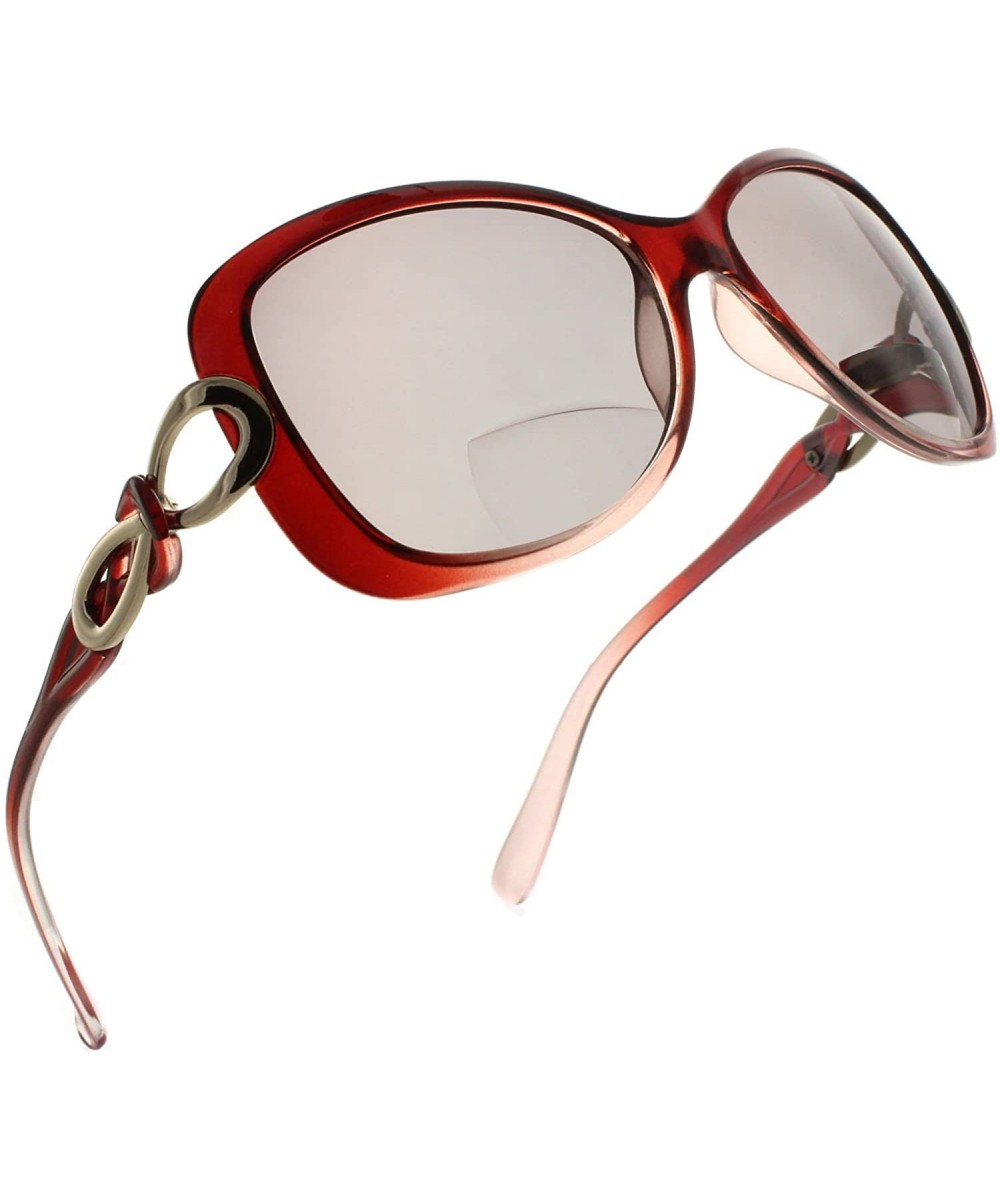 Womens Bifocal Sunglasses Fashion Oversized - Burgundy - CI17AYUHSYQ $10.47 Oversized