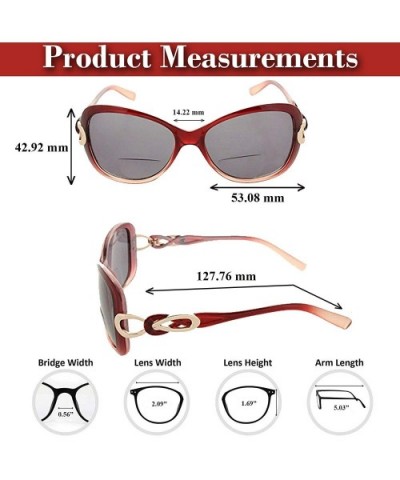 Womens Bifocal Sunglasses Fashion Oversized - Burgundy - CI17AYUHSYQ $10.47 Oversized