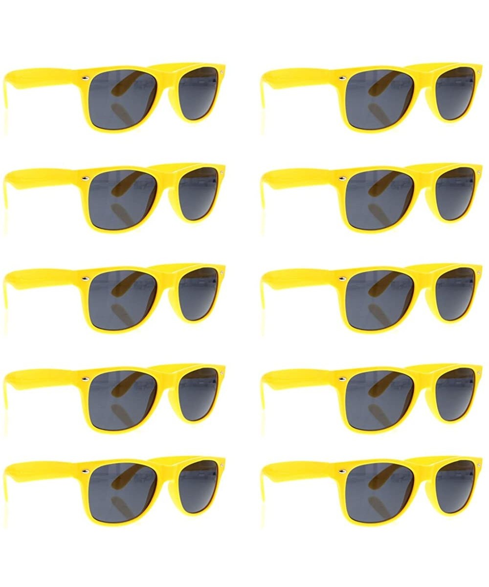 BULK WHOLESALE UNISEX 80'S RETRO STYLE BULK LOT PROMOTIONAL SUNGLASSES - 10 PACK - Yellow - CA18060E95G $14.82 Wayfarer