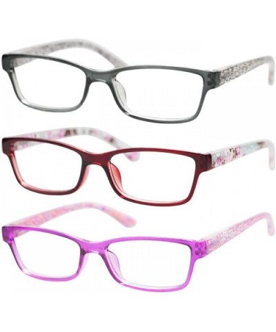 3 Pairs of Patterned Ladies' Quality Spring Hinge Reading Glasses with Pouch - 3 Pairs Mixed Colors Value Pack - CV184YD8T7O ...