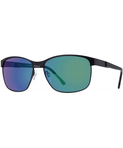 John Men's Sunglasses (Black/Green Mirror) - CQ18XGWR2GZ $45.65 Rectangular