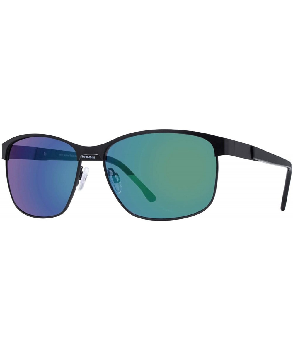 John Men's Sunglasses (Black/Green Mirror) - CQ18XGWR2GZ $45.65 Rectangular