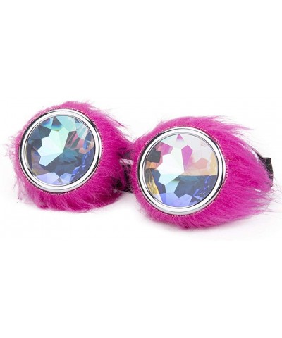 Barbed Wire Steampunk Goggles Kaleidoscope Rave Glasses Vintage Punk Gothic Cosplay - With Pink Fuzz Decoration - CU18KMYQU96...