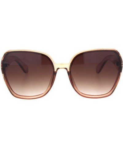 Womens Classy Designer Fashion Plastic Squared Butterfly Sunglasses - Clear Peach Brown - CS18OGDDW05 $6.84 Butterfly