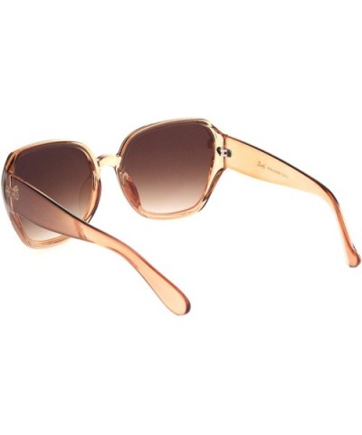 Womens Classy Designer Fashion Plastic Squared Butterfly Sunglasses - Clear Peach Brown - CS18OGDDW05 $6.84 Butterfly