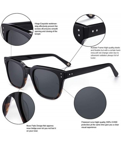 Fashion Vintage Acetate Polarized Sunglasses Square With Rivet Luxury Street Style For Unisex UV Protection - C2192HXKRTT $14...