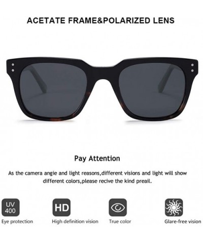 Fashion Vintage Acetate Polarized Sunglasses Square With Rivet Luxury Street Style For Unisex UV Protection - C2192HXKRTT $14...