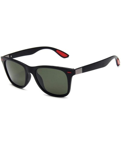 Classic Square Sunglasses Men Women Vintage Eyewear Driving Sun glasses - Matte Black/Green - CP197M8SI45 $5.92 Square