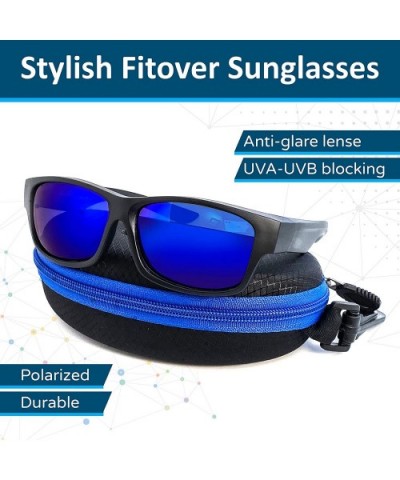 Fit Over Polarized Sunglasses Driving Clip on Sunglasses to Wear Over Prescription Glasses - Black-ice Blue - C718SLKI2R2 $20...