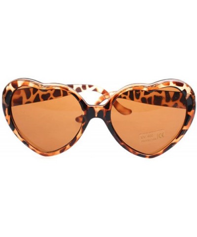 Women Fashion Oversized Heart Shaped Retro Sunglasses Cute Eyewear UV400 - Leopard - CR199CHK4YE $6.90 Oversized