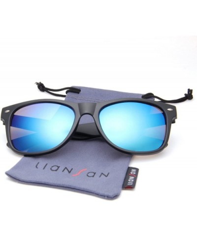 Sunglasses Classic Vintage Retro Style Design 2140 - Black Frame Mirrored Blue Lenses - CU12JC7K8WX $12.23 Wayfarer