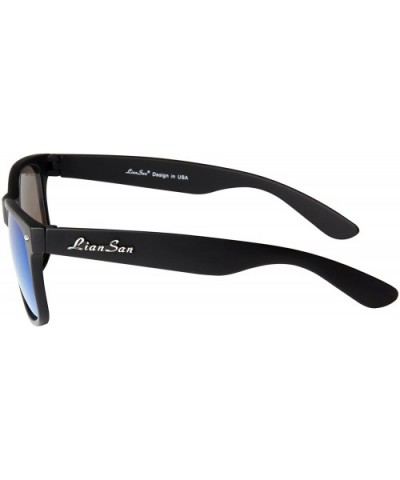 Sunglasses Classic Vintage Retro Style Design 2140 - Black Frame Mirrored Blue Lenses - CU12JC7K8WX $12.23 Wayfarer