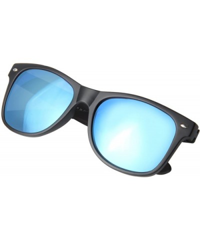 Sunglasses Classic Vintage Retro Style Design 2140 - Black Frame Mirrored Blue Lenses - CU12JC7K8WX $12.23 Wayfarer