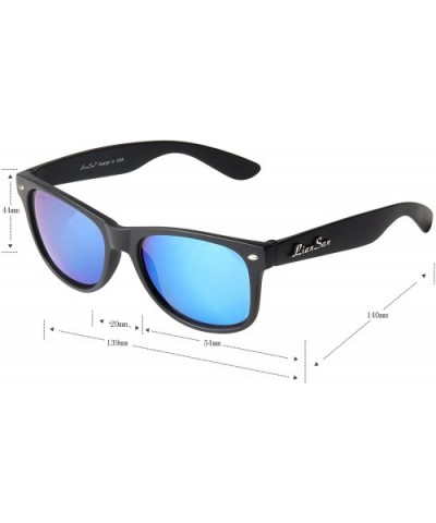 Sunglasses Classic Vintage Retro Style Design 2140 - Black Frame Mirrored Blue Lenses - CU12JC7K8WX $12.23 Wayfarer