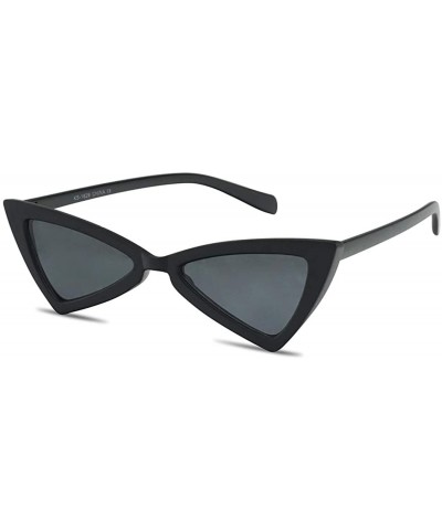 Small Sleek Narrow Retro Triangle Bow-Tie Shaped Extreme Cat Eye Sun Glasses - Matte Black Frame - Black - C818DIAO4EX $8.17 ...