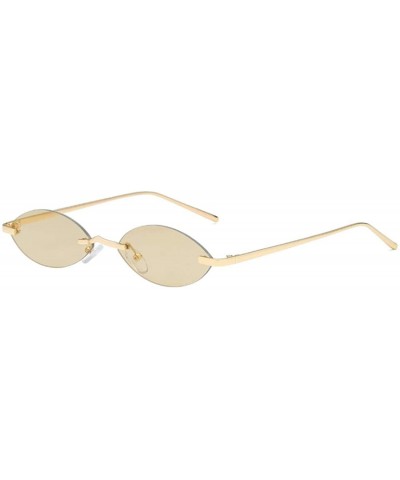 Unisex Fashion Metal Frame Oval Candy Colors small Sunglasses UV400 - Brown - CN18NLSEGXI $7.25 Rectangular