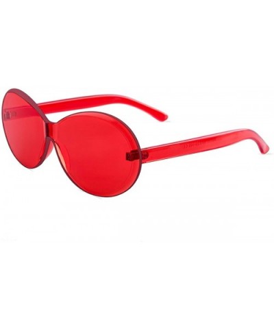 New One Piece Lens oval Sunglasses 2019 New Women Candy Color Party sungalsses UV400 - Red - CV18MG7YWRX $9.27 Oval