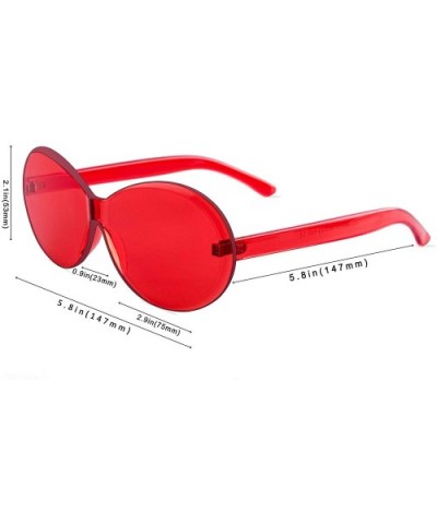 New One Piece Lens oval Sunglasses 2019 New Women Candy Color Party sungalsses UV400 - Red - CV18MG7YWRX $9.27 Oval