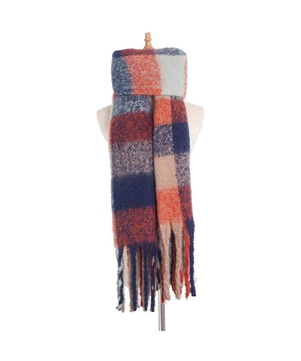 crude stream Suge Zi autumn and winter thickening women's fashion scarves shawls - Four-frame Rust Red - CN192E2I8YM $11.02 Wrap